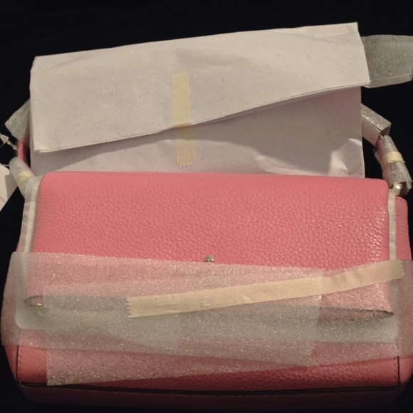 NWT Retail $329 Kate Spade Leila Flap Zip Crossbody Blossom Pink Pebbled Leather - Picture 4 of 5